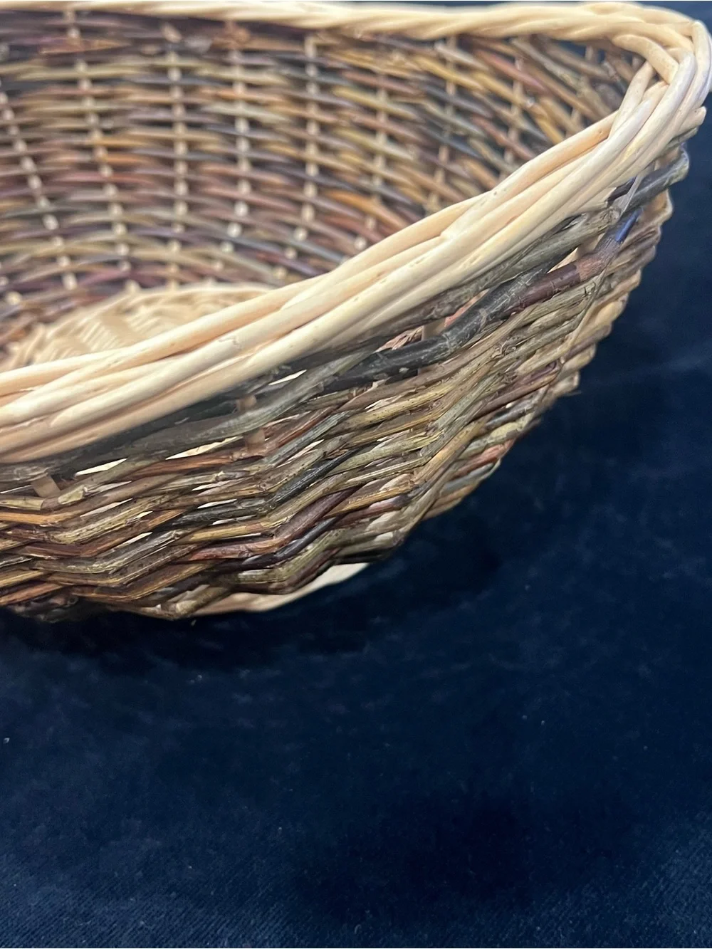 Handwoven Wicker Storage Basket in Natural and Brown Tones